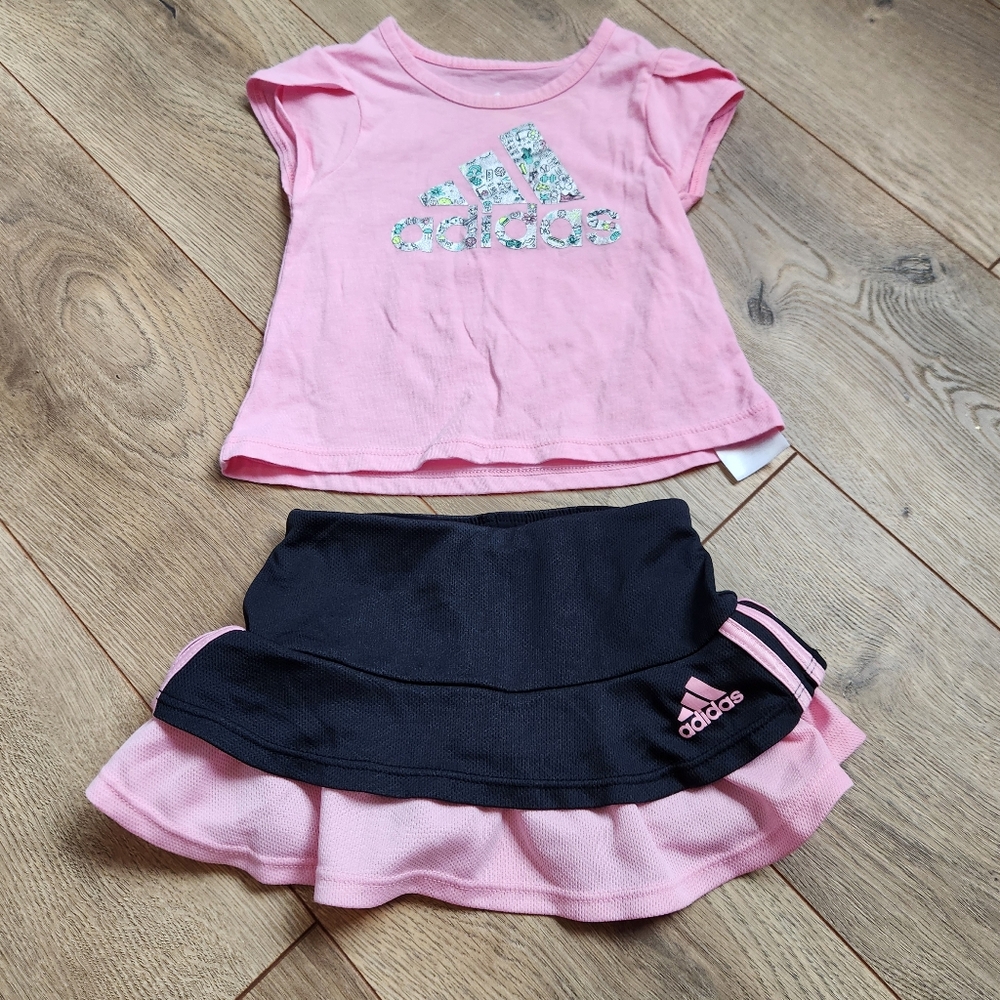 Adidas Kids Pink and Black Skort Set - Picture 2 of 3